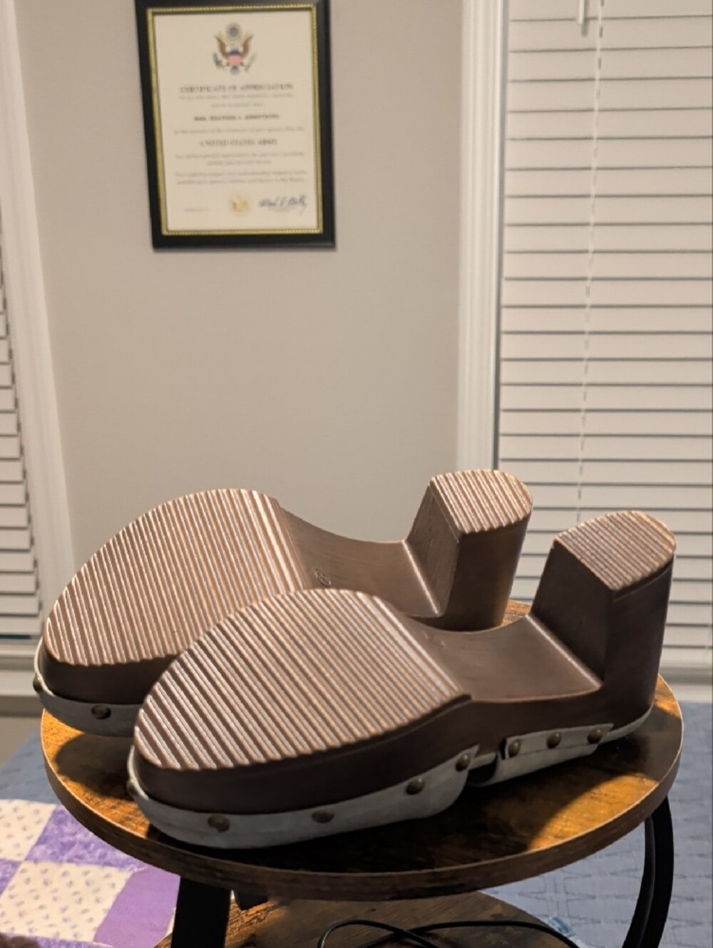 Gray Platform Clog Heels with Buckle Strap - Women Shoes - Picture 6 of 7